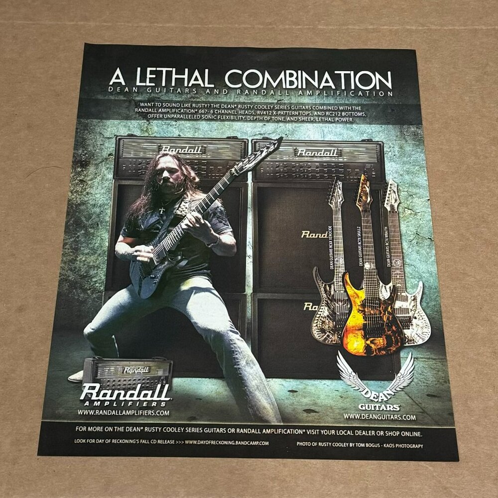 Rusty Cooley - Randall Amps / Dean Guitars - 2015 Print Advertisement